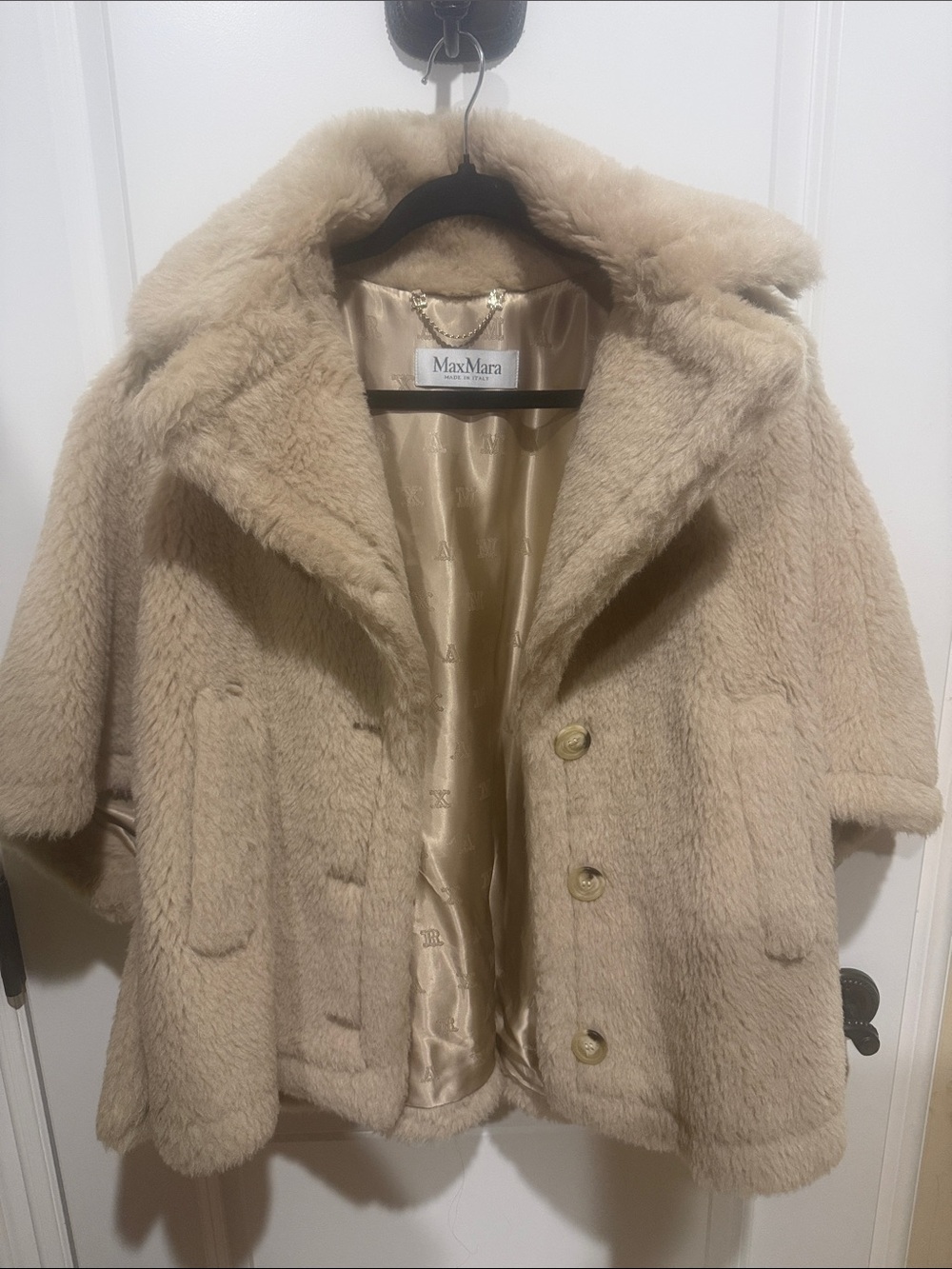 MaxMara Beige Teddy Jacket with Plush Collar